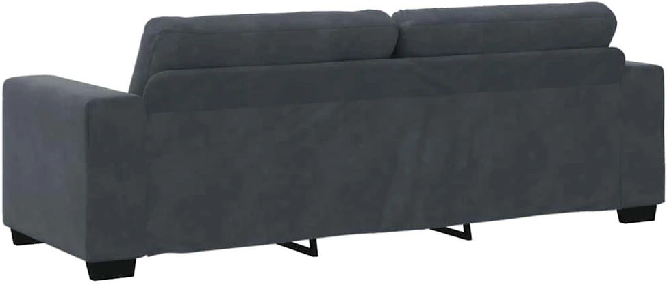 Sofa Dviejų dalių sofos komplektas su pagalvėlėmis, tamsiai pilkas, aksomas