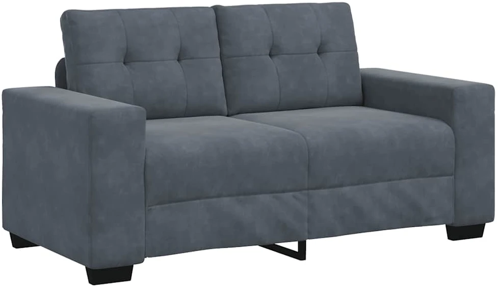 Sofa Dviejų dalių sofos komplektas su pagalvėlėmis, tamsiai pilkas, aksomas