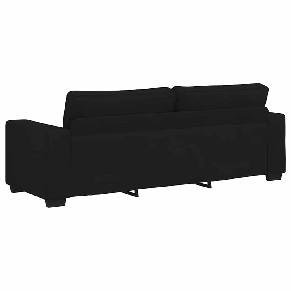 Sofa Dviejų dalių sofos komplektas su pagalvėlėmis, juodas audinys