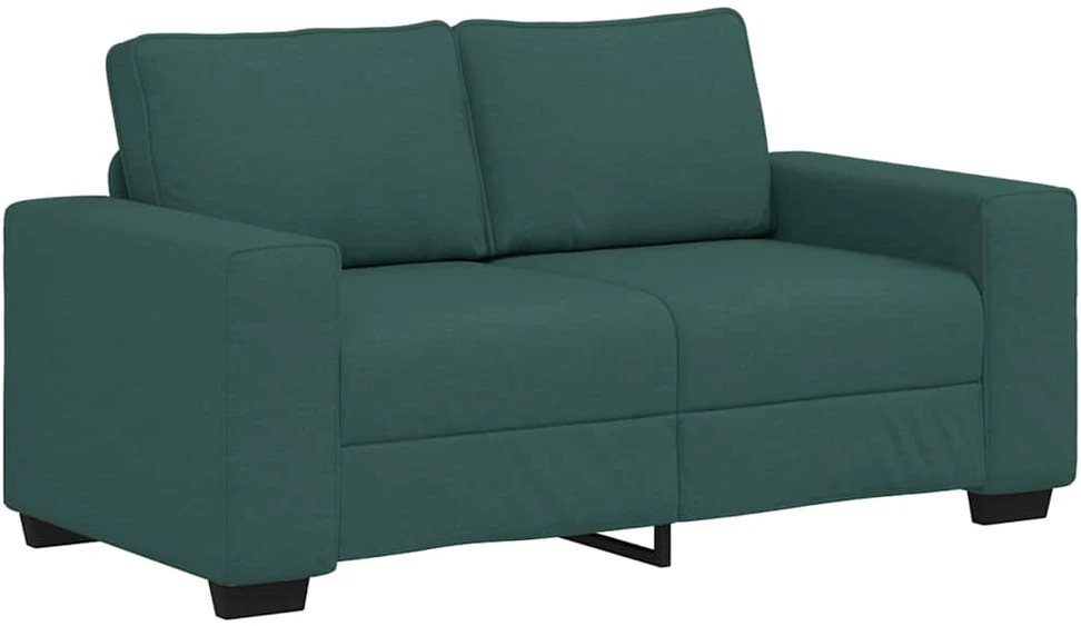 Sofa Dviejų dalių sofos komplektas su pagalvėlėmis, tamsiai žalias audinys