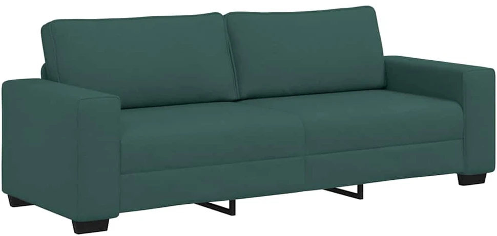 Sofa Dviejų dalių sofos komplektas su pagalvėlėmis, tamsiai žalias audinys