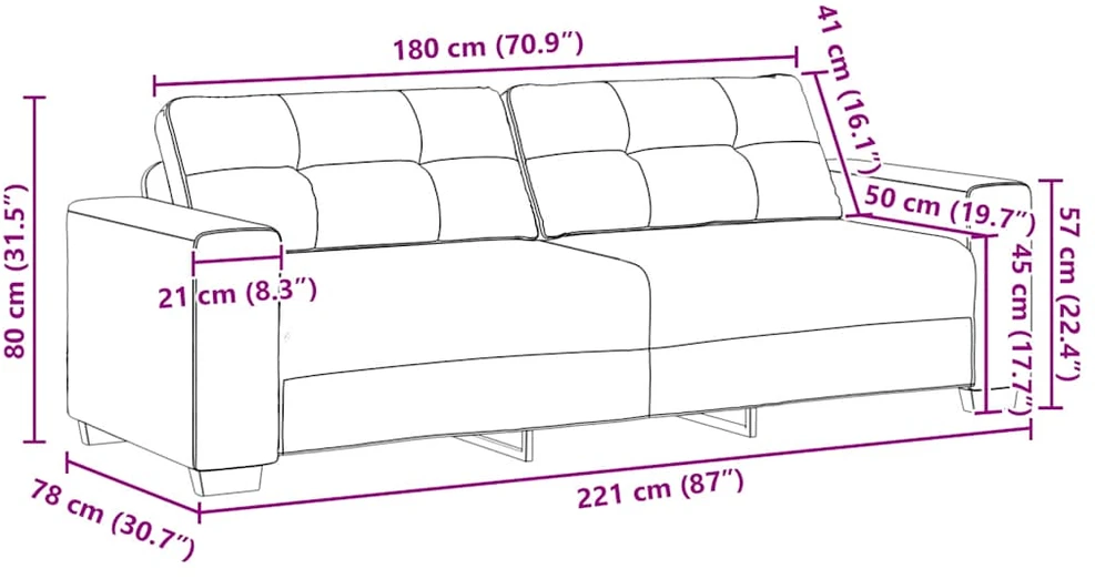 Sofa Dviejų dalių sofos komplektas su pagalvėlėmis, juodas audinys