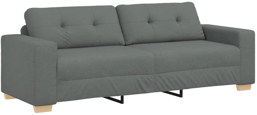 Sofa Dviejų dalių sofos komplektas su pagalvėlėmis, tamsiai pilkas audinys