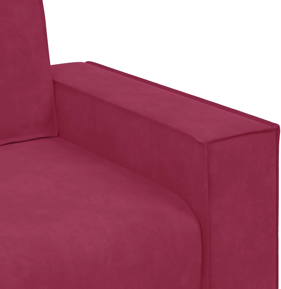 Sofa Dviejų dalių sofos komplektas su pagalvėlėmis, vyno raudonumo, aksomas