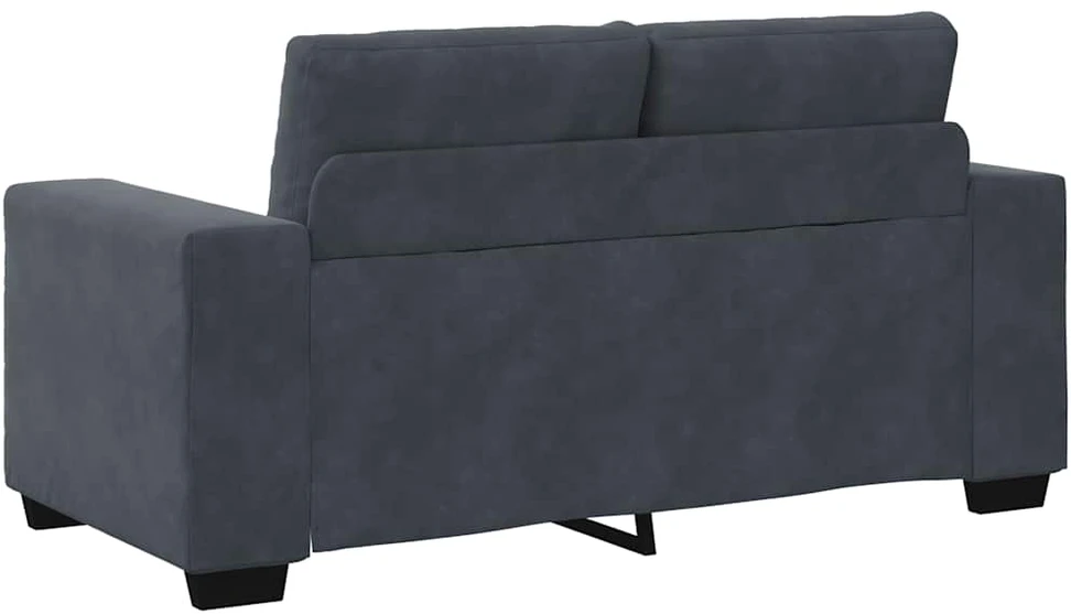 Sofa Dviejų dalių sofos komplektas su pagalvėlėmis, tamsiai pilkas, aksomas