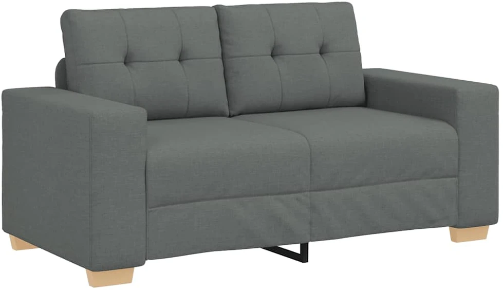 Sofa Dviejų dalių sofos komplektas su pagalvėlėmis, tamsiai pilkas audinys