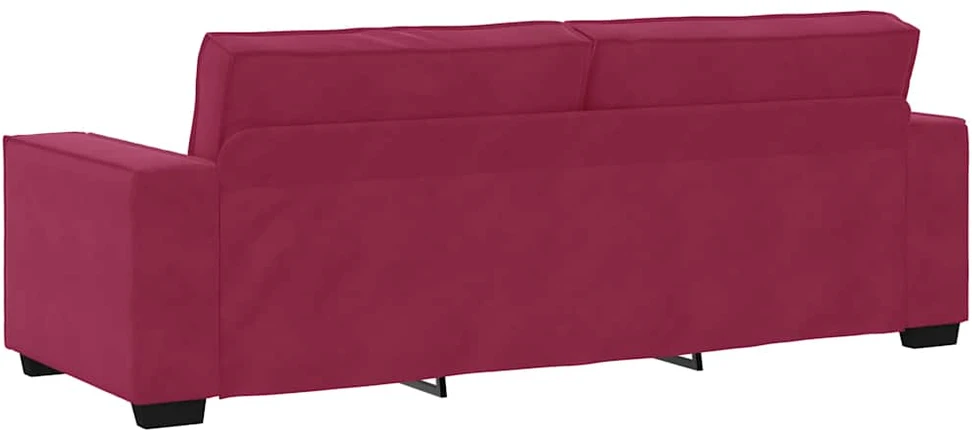 Sofa Dviejų dalių sofos komplektas su pagalvėlėmis, vyno raudonumo, aksomas