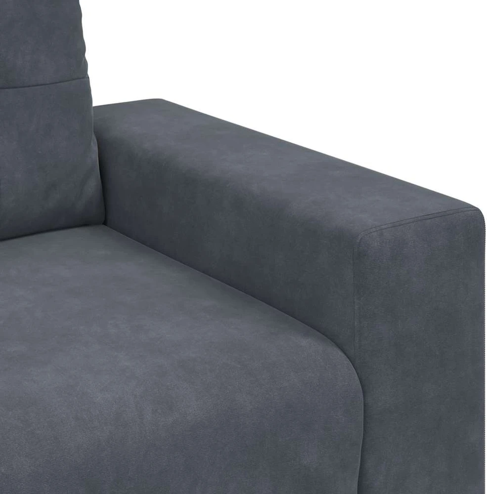 Sofa Dviejų dalių sofos komplektas su pagalvėlėmis, tamsiai pilkas, aksomas