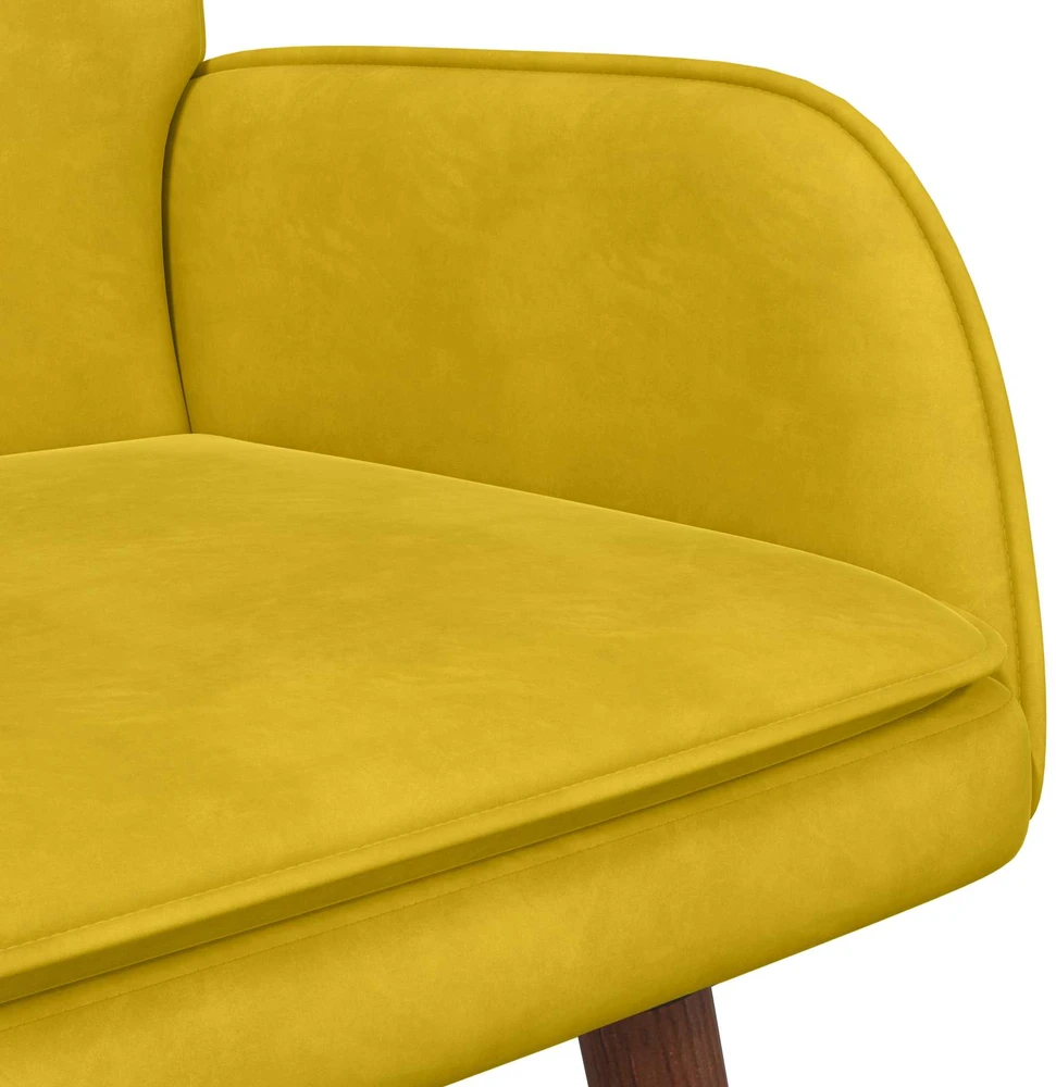 Dvitaškė sofa Geltona 115 x 61 x 87 cm Aksomas