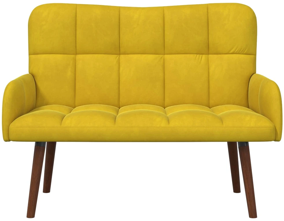 Dvitaškė sofa Geltona 115 x 61 x 87 cm Aksomas