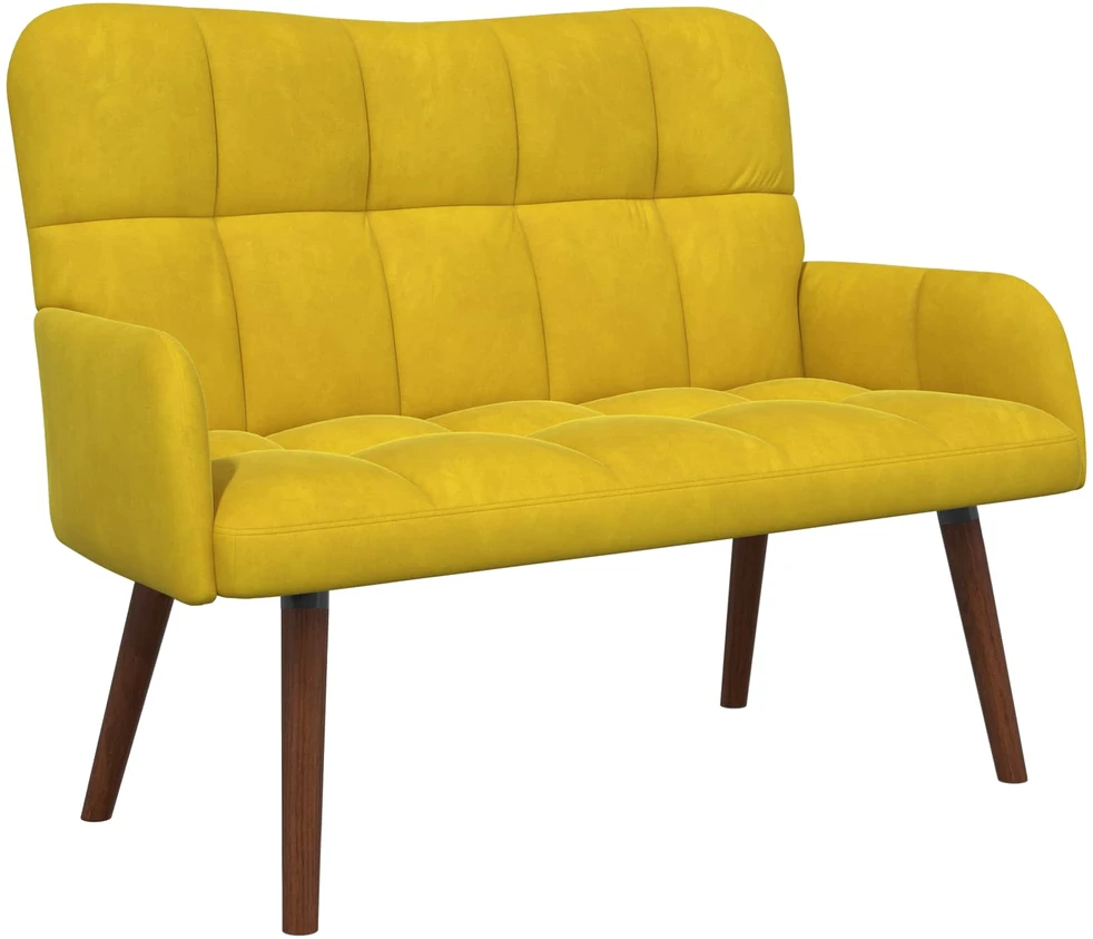 Dvitaškė sofa Geltona 115 x 61 x 87 cm Aksomas