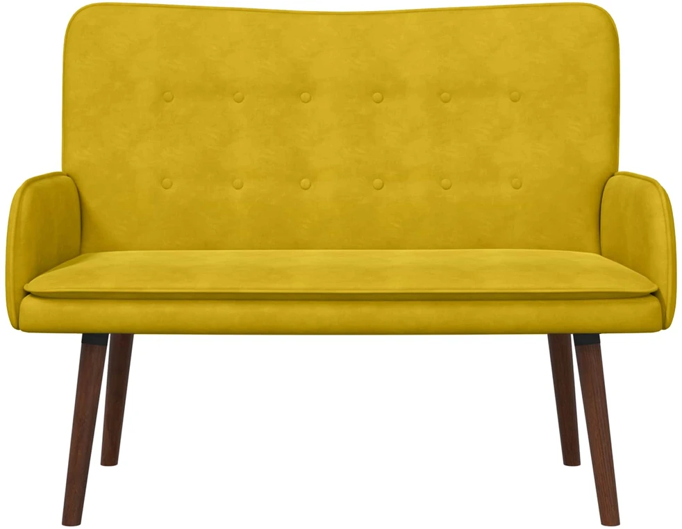 Dvitaškė sofa Geltona 115 x 61 x 87 cm Aksomas