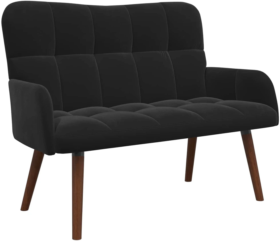 Dvitaškė sofa Juoda 115 x 61 x 87 cm Aksomas