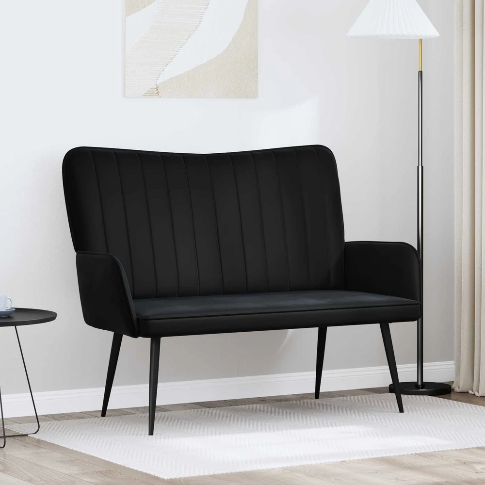 Dvitaškė sofa Juoda 115 x 61 x 87 cm Aksomas