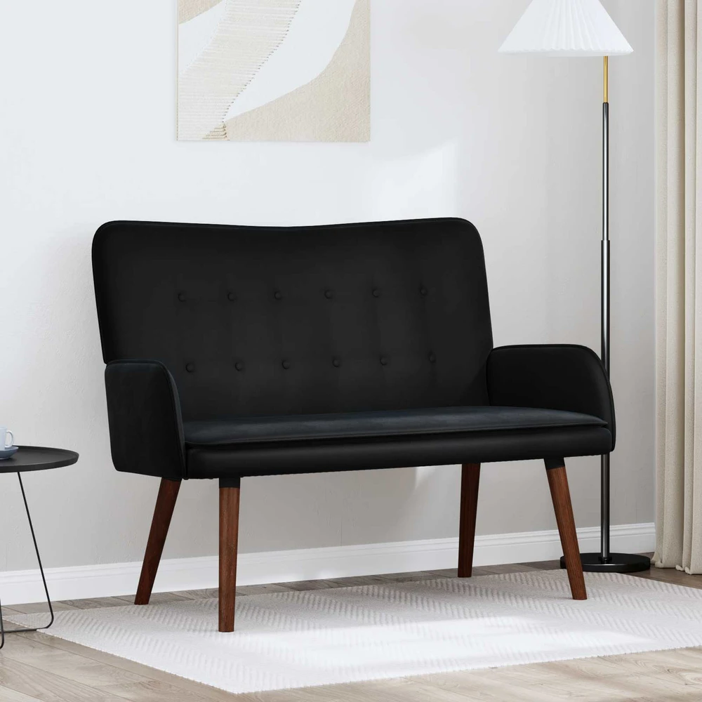 Dvitaškė sofa Juoda 115 x 61 x 87 cm Aksomas