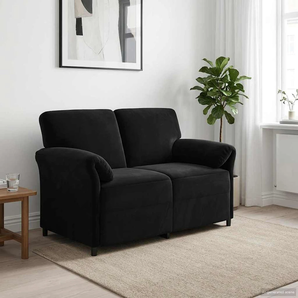Dvitaškė sofa Juoda 138 x 83 x 95 cm Aksomas
