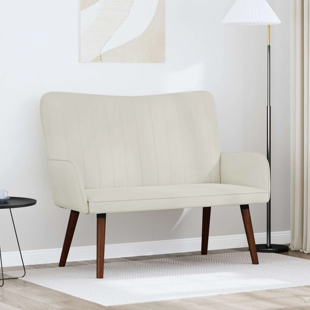 Dvitaškė sofa Kreminė 115 x 61 x 87 cm Aksomas