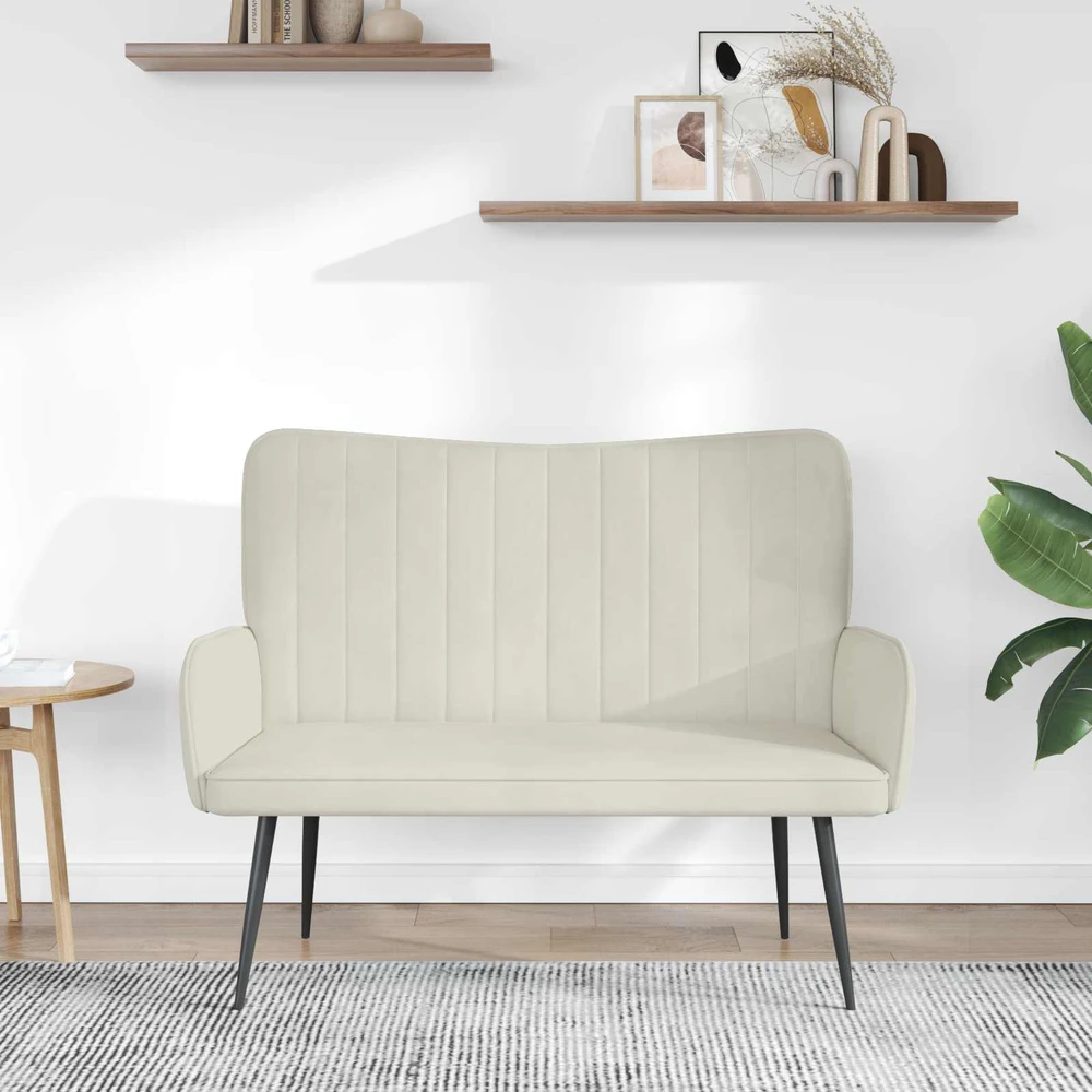Dvitaškė sofa Kreminė 115 x 61 x 87 cm Aksomas