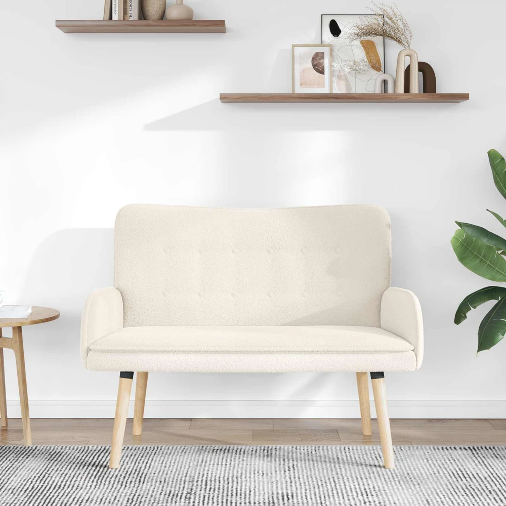Dvitaškė sofa Kreminė 115 x 61 x 87 cm Bouclé