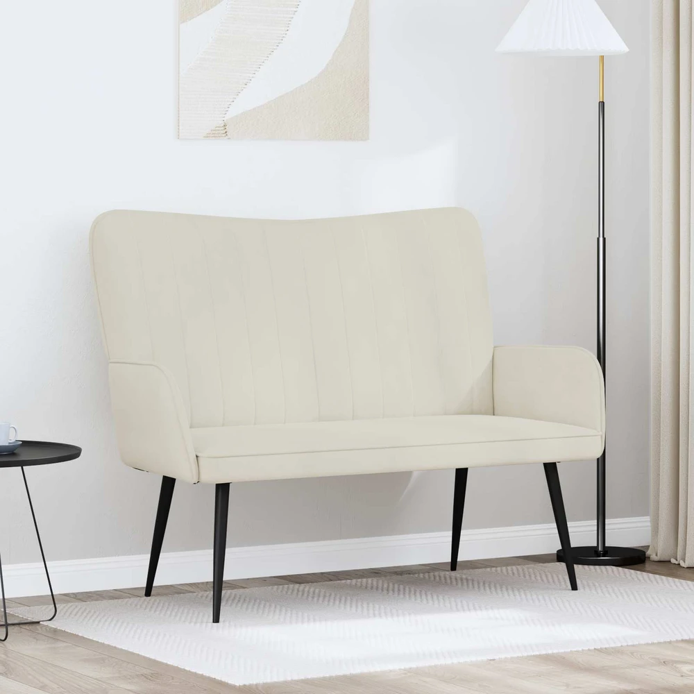 Dvitaškė sofa Kreminė 115 x 61 x 87 cm Aksomas
