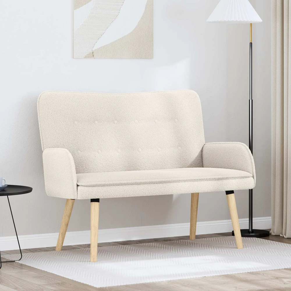 Dvitaškė sofa Kreminė 115 x 61 x 87 cm Bouclé