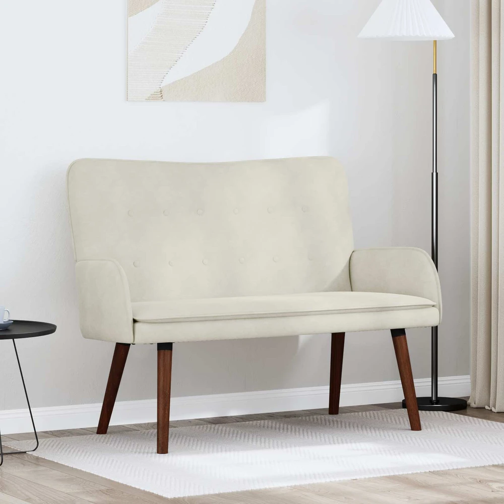 Dvitaškė sofa Kreminė 115 x 61 x 87 cm Aksomas