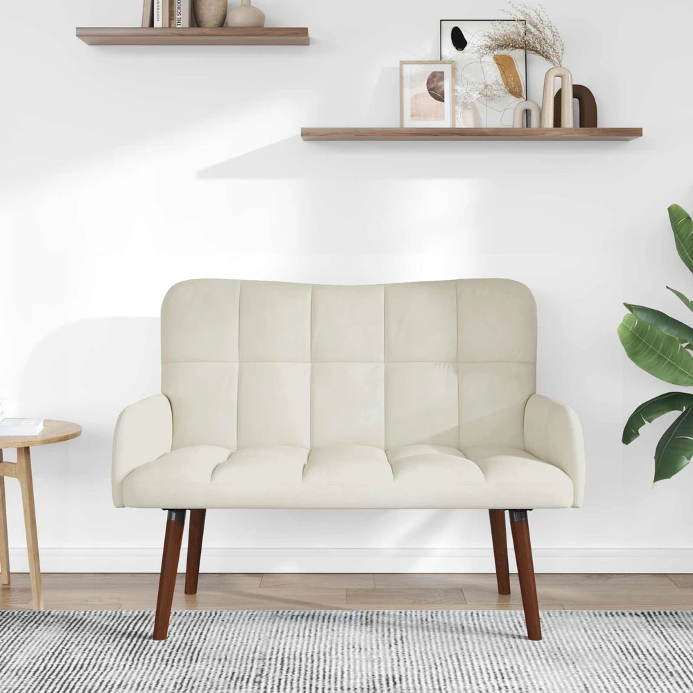Dvitaškė sofa Kreminė 115 x 61 x 87 cm Aksomas