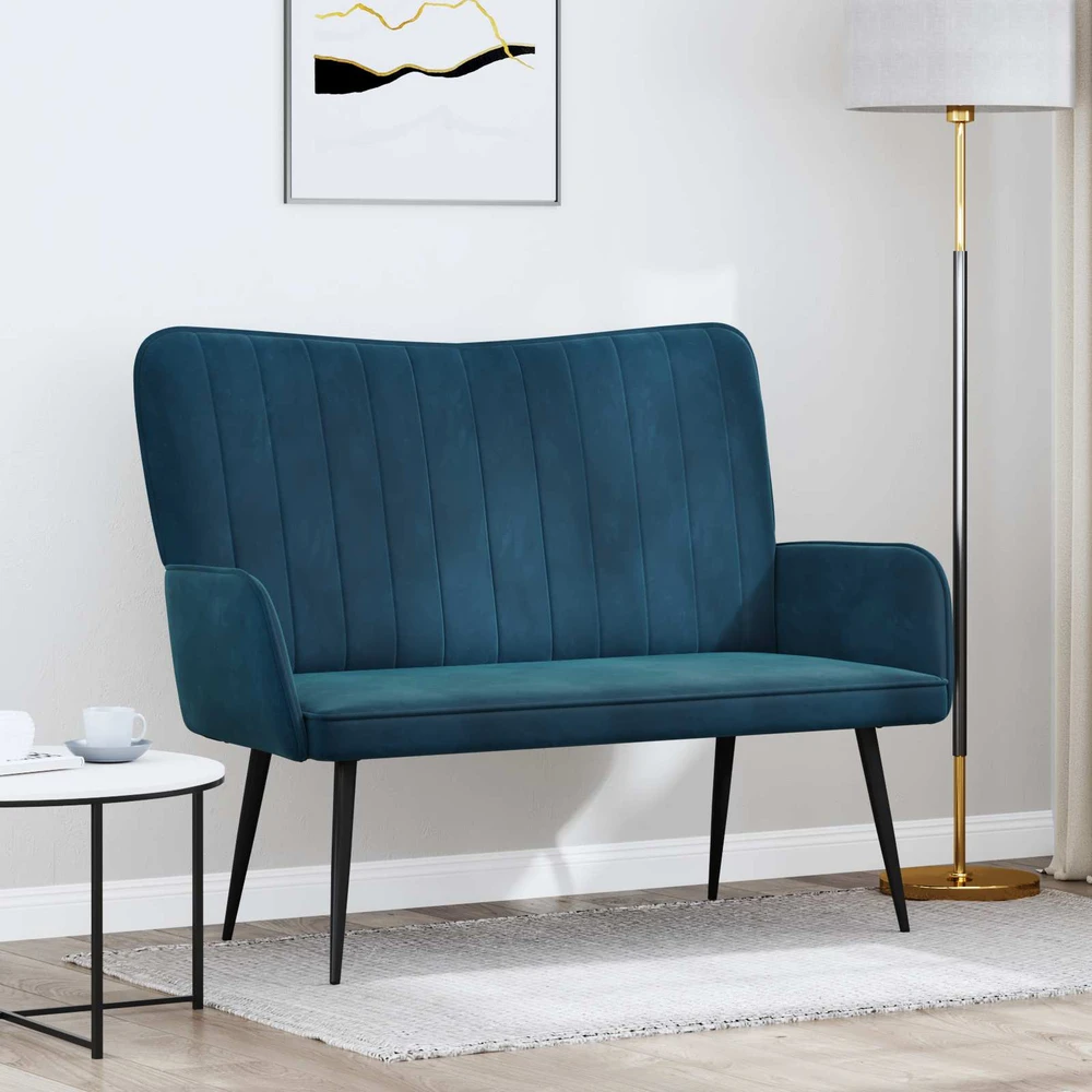Dvitaškė sofa Mėlyna 115 x 61 x 87 cm Aksomas