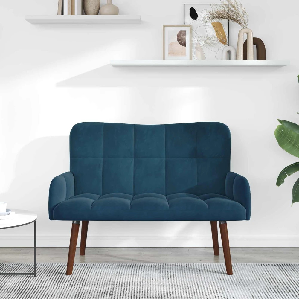 Dvitaškė sofa Mėlyna 115 x 61 x 87 cm Aksomas