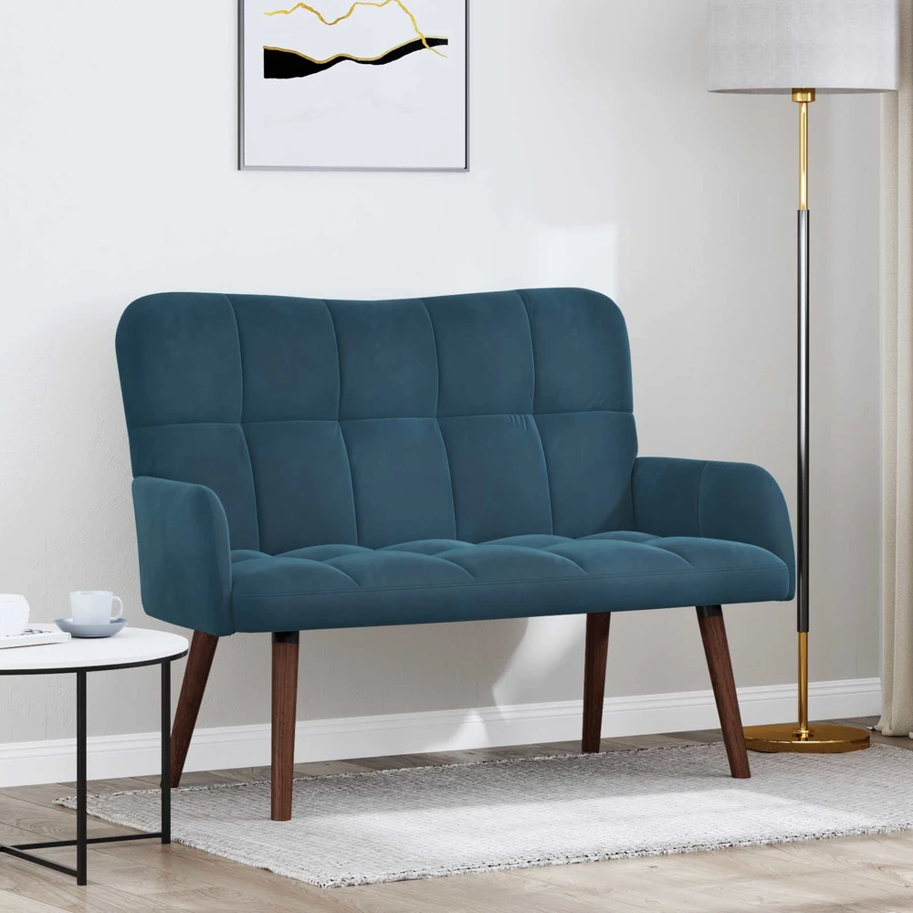 Dvitaškė sofa Mėlyna 115 x 61 x 87 cm Aksomas