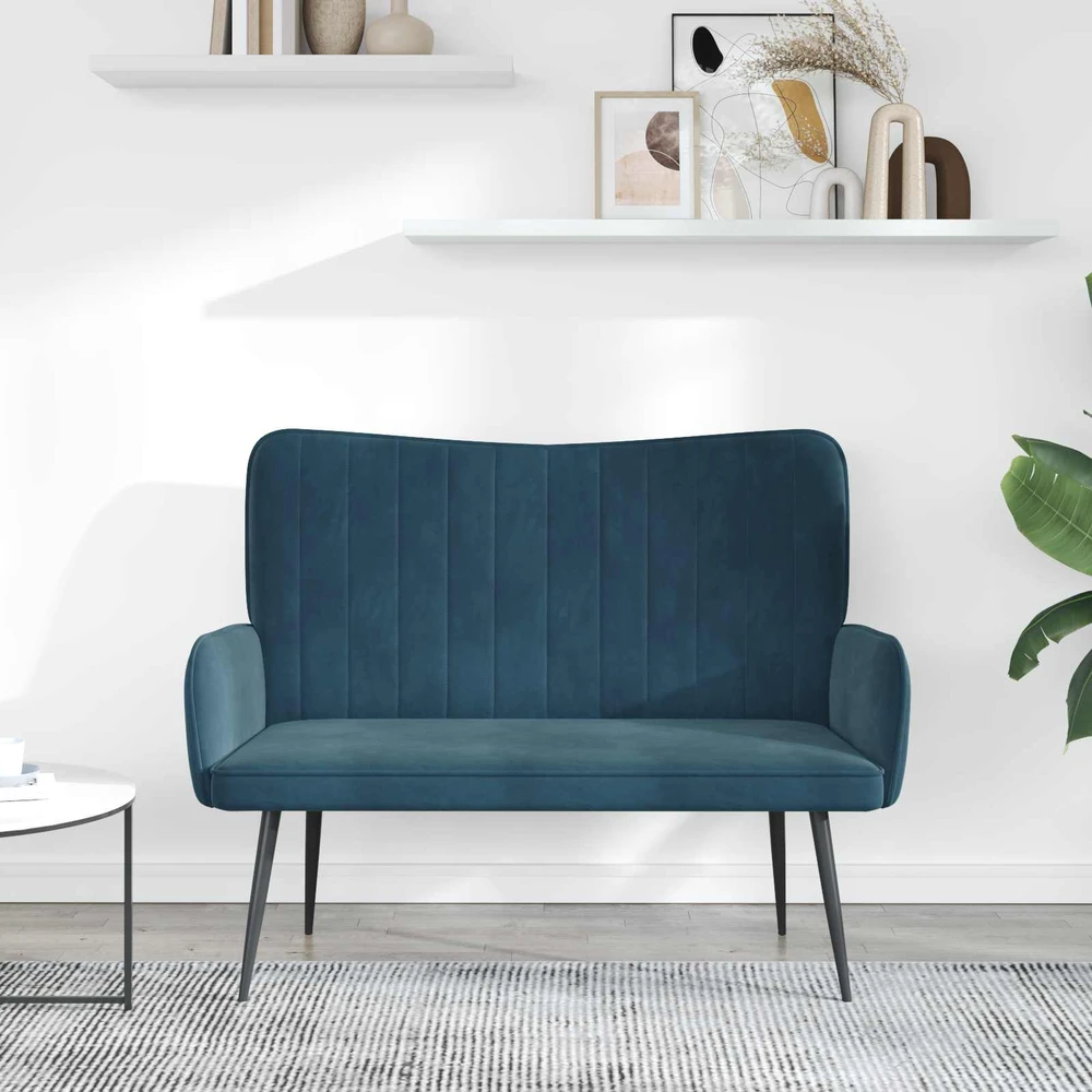 Dvitaškė sofa Mėlyna 115 x 61 x 87 cm Aksomas