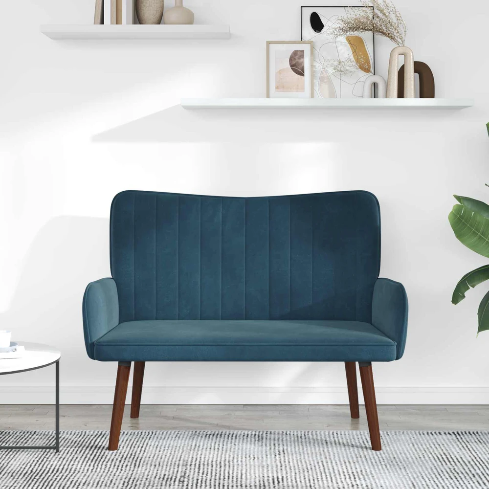 Dvitaškė sofa Mėlyna 115 x 61 x 87 cm Aksomas