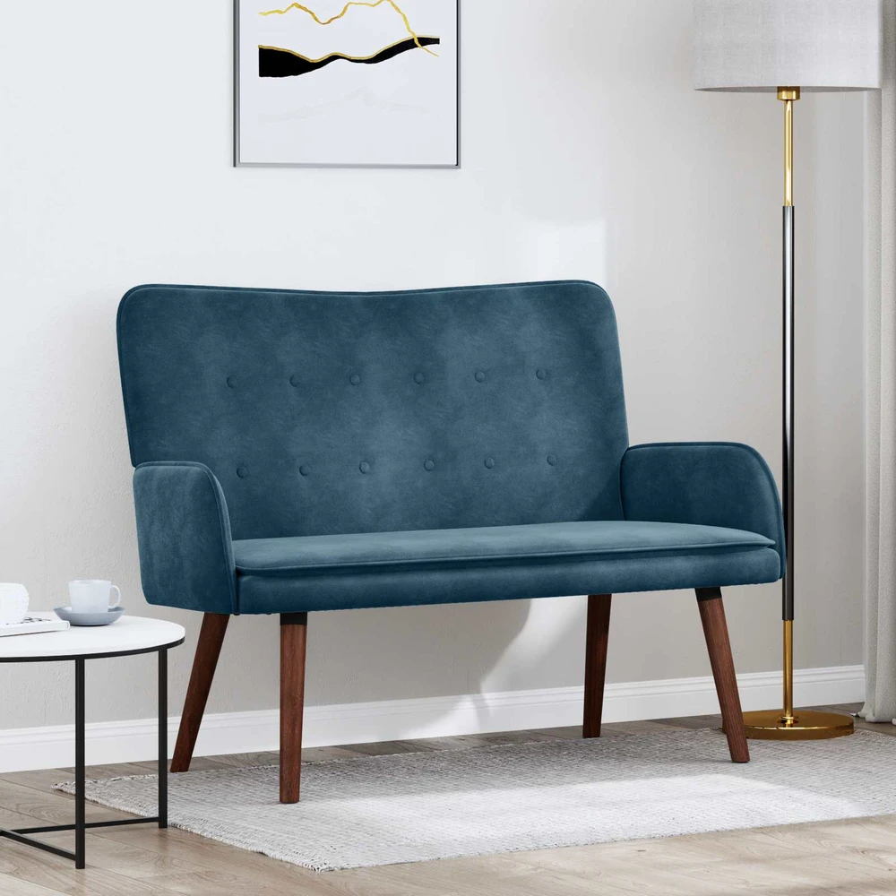 Dvitaškė sofa Mėlyna 115 x 61 x 87 cm Aksomas