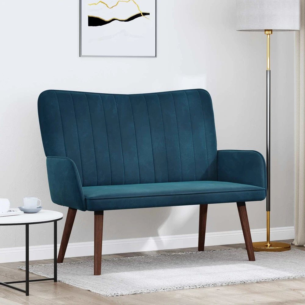Dvitaškė sofa Mėlyna 115 x 61 x 87 cm Aksomas