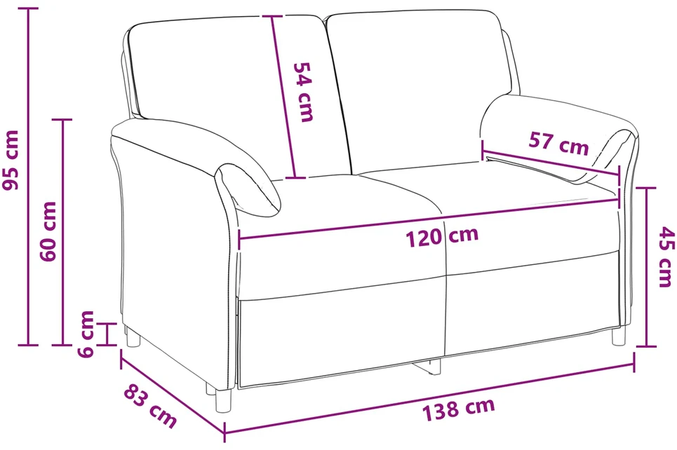 Dvitaškė sofa Šviesiai pilka 138 x 83 x 95 cm Aksomas