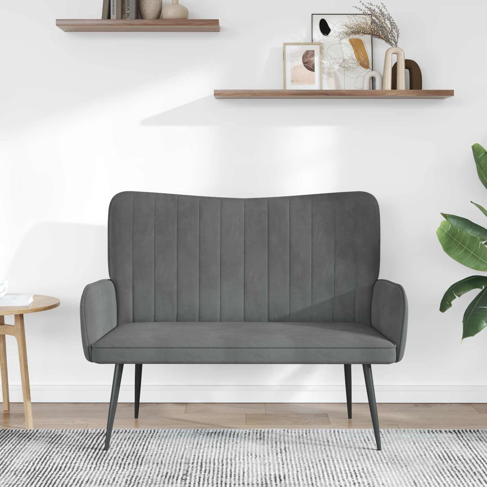 Dvitaškė sofa Tamsiai pilka 115 x 61 x 87 cm Aksomas