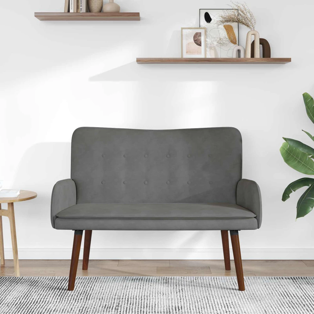 Dvitaškė sofa Tamsiai pilka 115 x 61 x 87 cm Aksomas