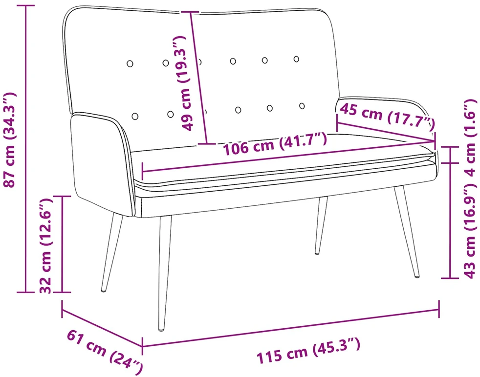 Dvitaškė sofa Tamsiai pilka 115 x 61 x 87 cm Audinys