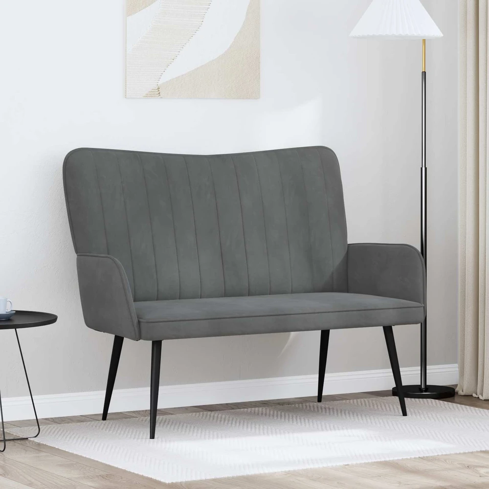 Dvitaškė sofa Tamsiai pilka 115 x 61 x 87 cm Aksomas