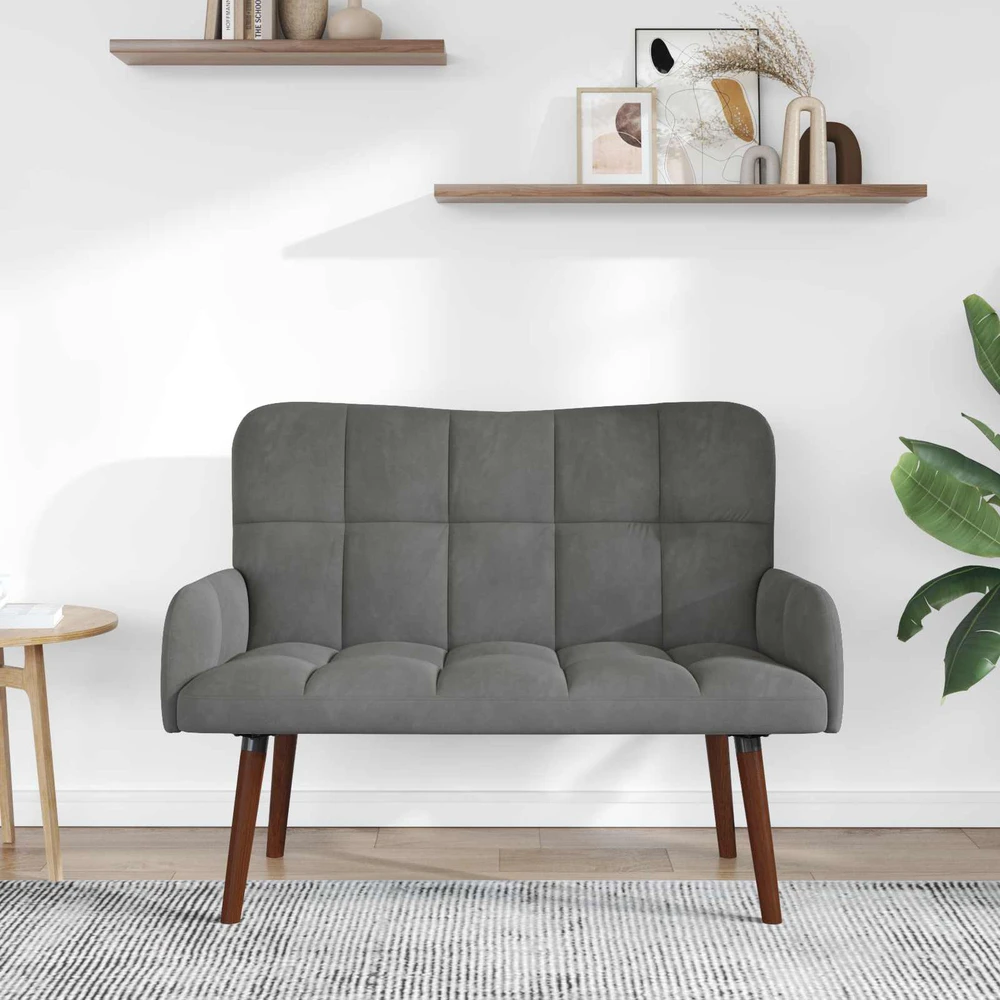 Dvitaškė sofa Tamsiai pilka 115 x 61 x 87 cm Aksomas