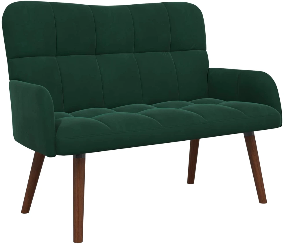 Dvitaškė sofa Tamsiai žalia 115 x 61 x 87 cm Aksomas