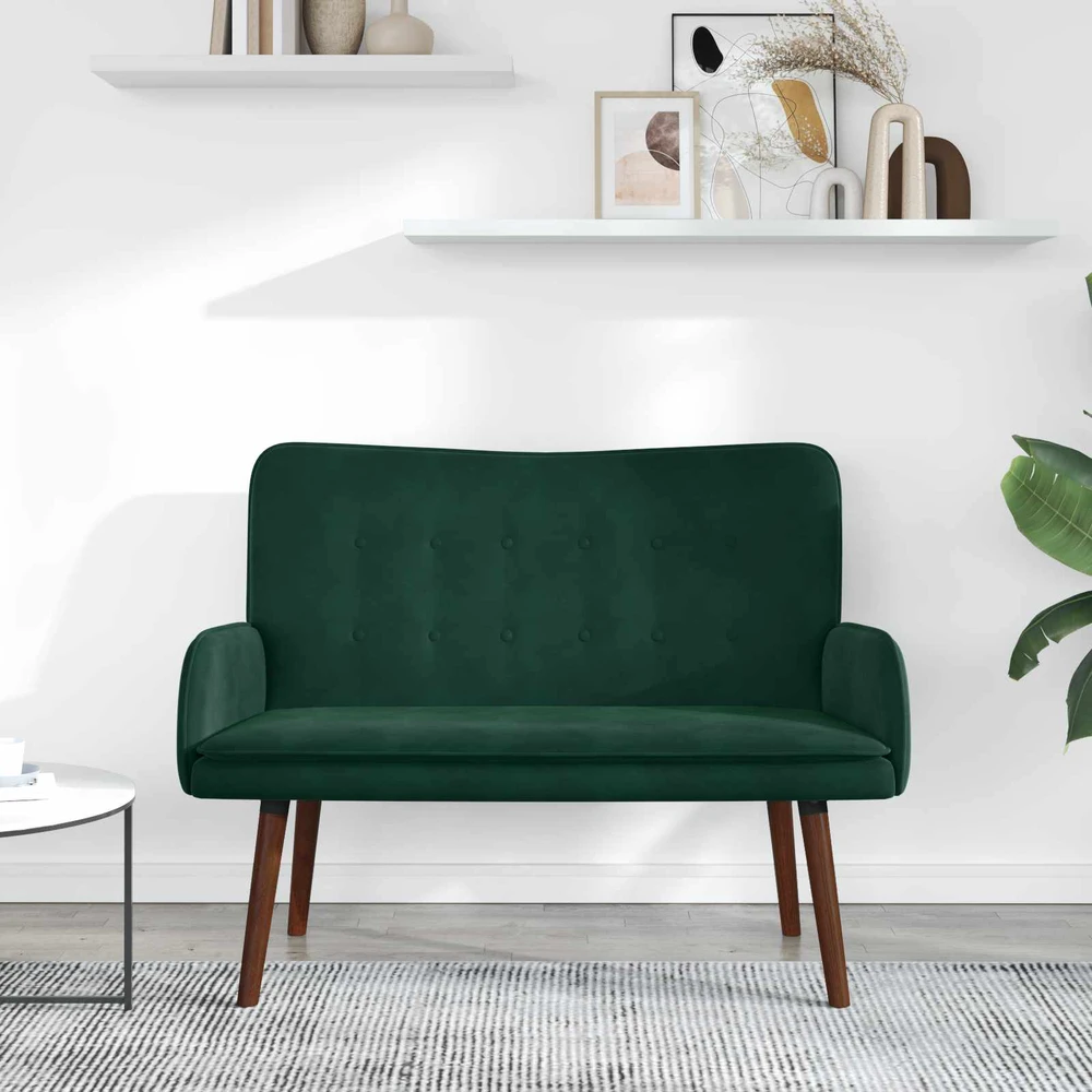 Dvitaškė sofa Tamsiai žalia 115 x 61 x 87 cm Aksomas