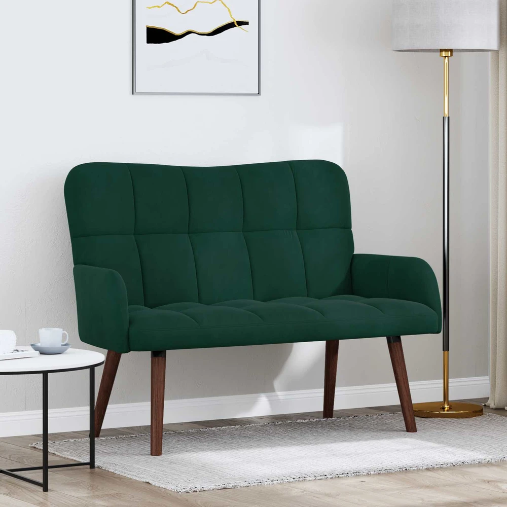 Dvitaškė sofa Tamsiai žalia 115 x 61 x 87 cm Aksomas