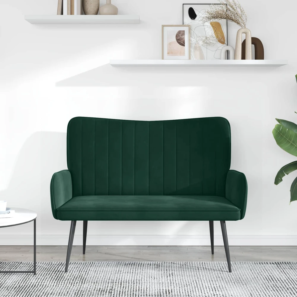 Dvitaškė sofa Tamsiai žalia 115 x 61 x 87 cm Aksomas