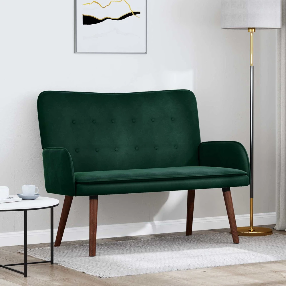 Dvitaškė sofa Tamsiai žalia 115 x 61 x 87 cm Aksomas