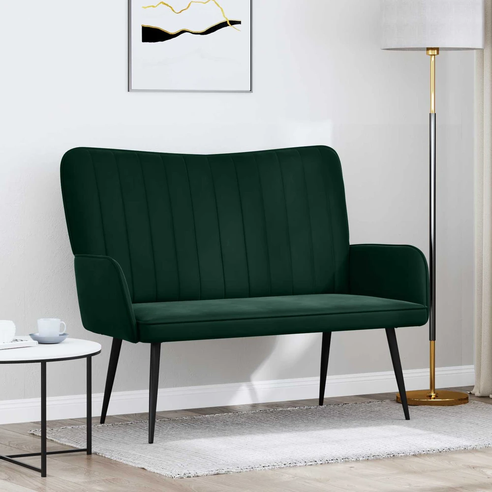 Dvitaškė sofa Tamsiai žalia 115 x 61 x 87 cm Aksomas