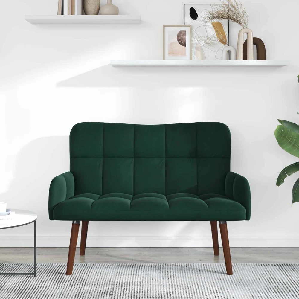 Dvitaškė sofa Tamsiai žalia 115 x 61 x 87 cm Aksomas