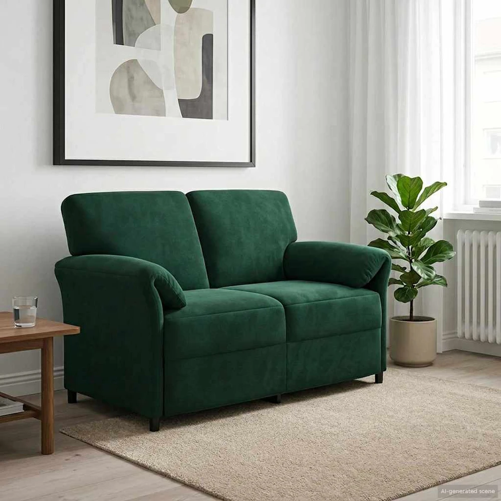 Dvitaškė sofa Tamsiai žalia 138 x 83 x 95 cm Aksomas