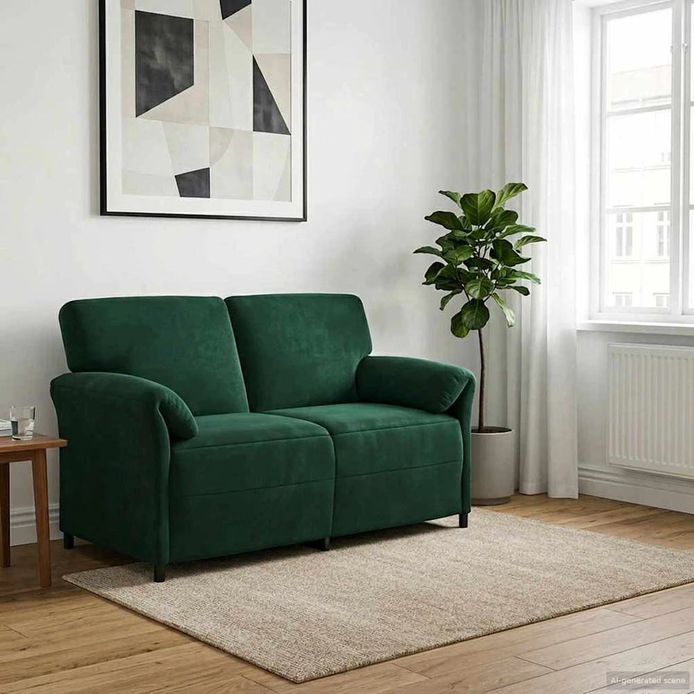 Dvitaškė sofa Tamsiai žalia 158 x 83 x 95 cm Aksomas