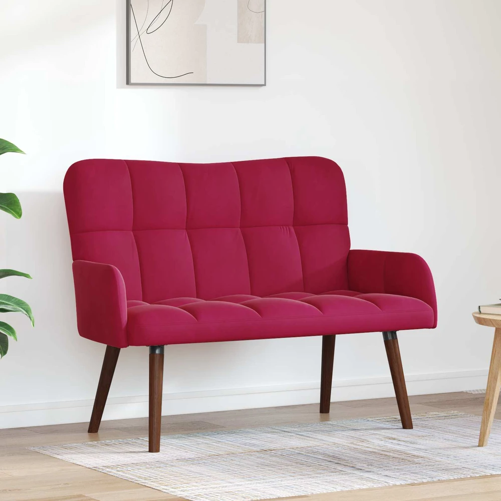 Dvitaškė sofa Vyno raudona 115 x 61 x 87 cm Aksomas